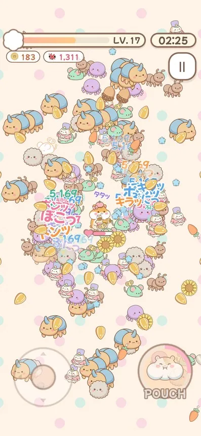 指1本で、大群をなぎ倒す(ゲーム画面)